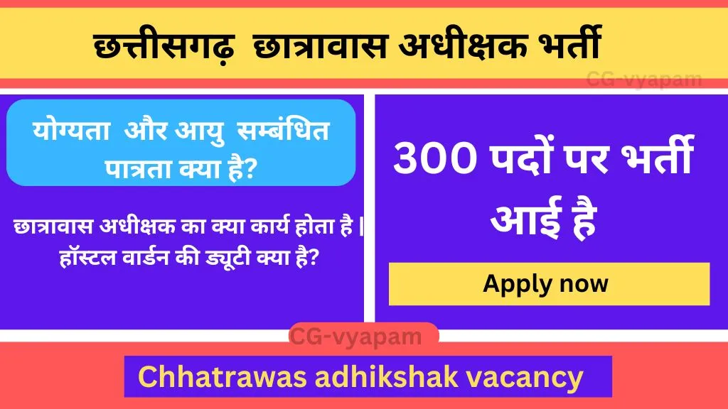 Chhatrawas adhikshak vacancy 2024 CG | छात्रावास अधीक्षक भर्ती 2024 ...